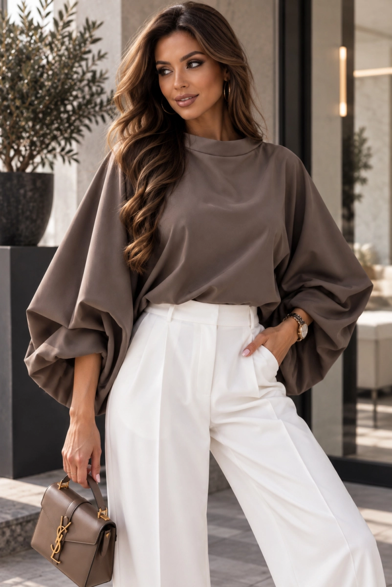 Bluzka kimono AMELIA Lavestino brązowa