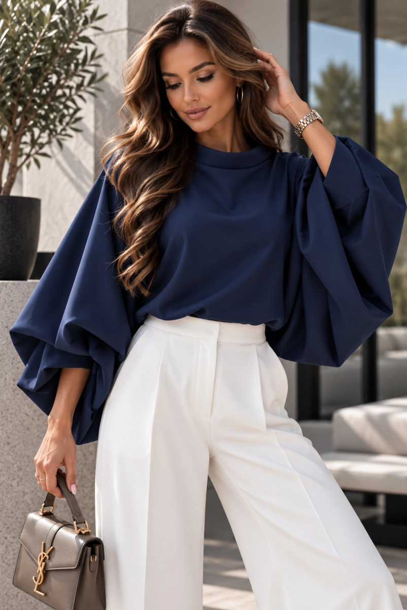 Bluzka kimono AMELIA Lavestino granatowa