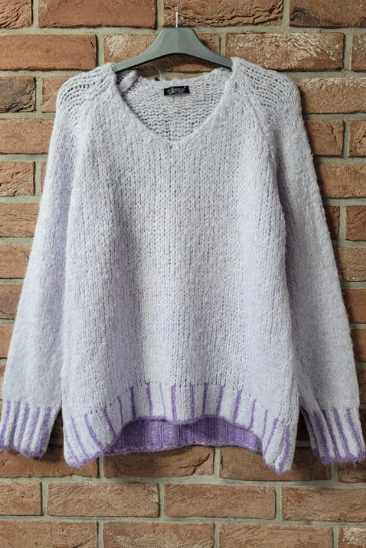 Sweter wpleciona nić Irmina Minouu liliowy w Selavifashion.pl
