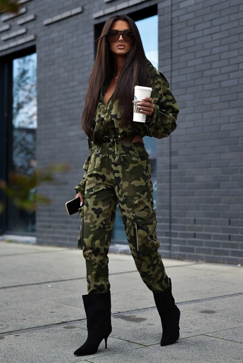 Spodnie bojówki ADDICT Military moro Lavestino zielone
