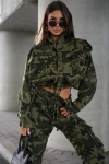 Krótka kurtka DENIM Military moro Lavestino zielona