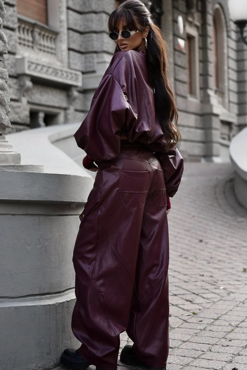 Bluzka z eko skóry RICH Lavestino bordowa