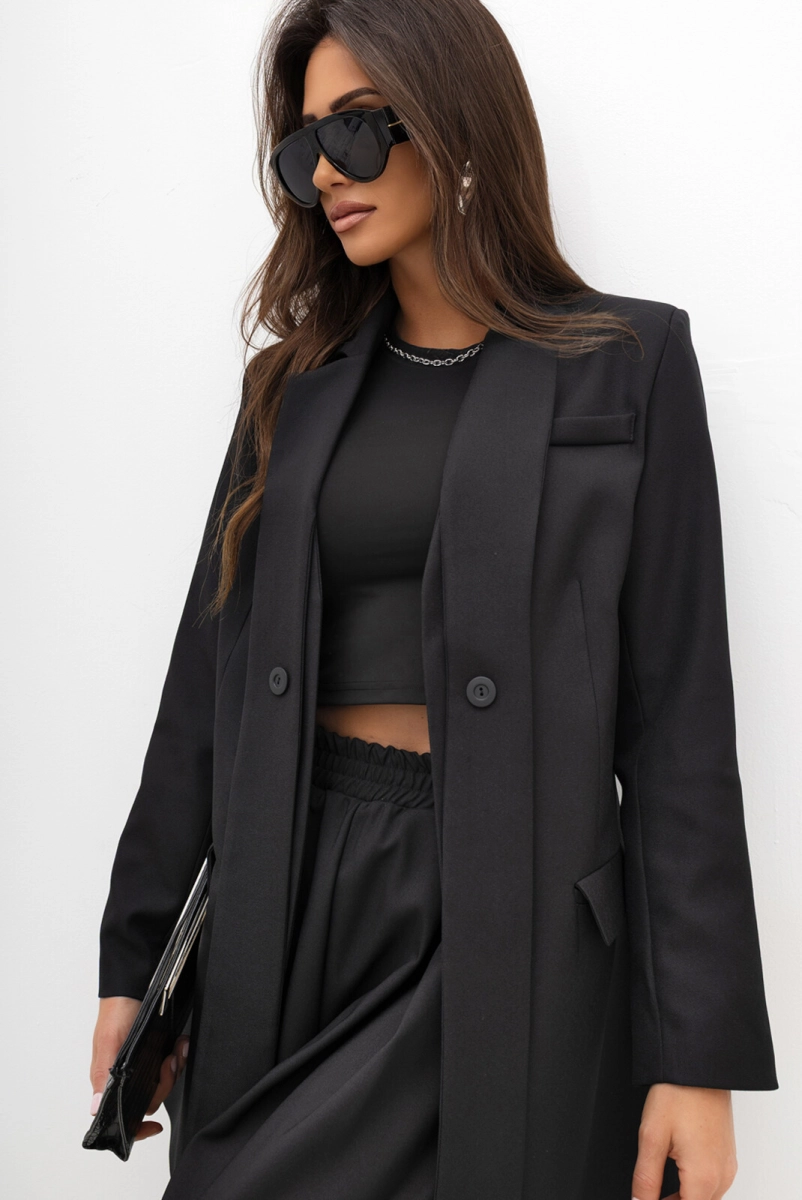 Marynarka z wydłużonym kołnierzem Black Velvet Miss City Official czarna