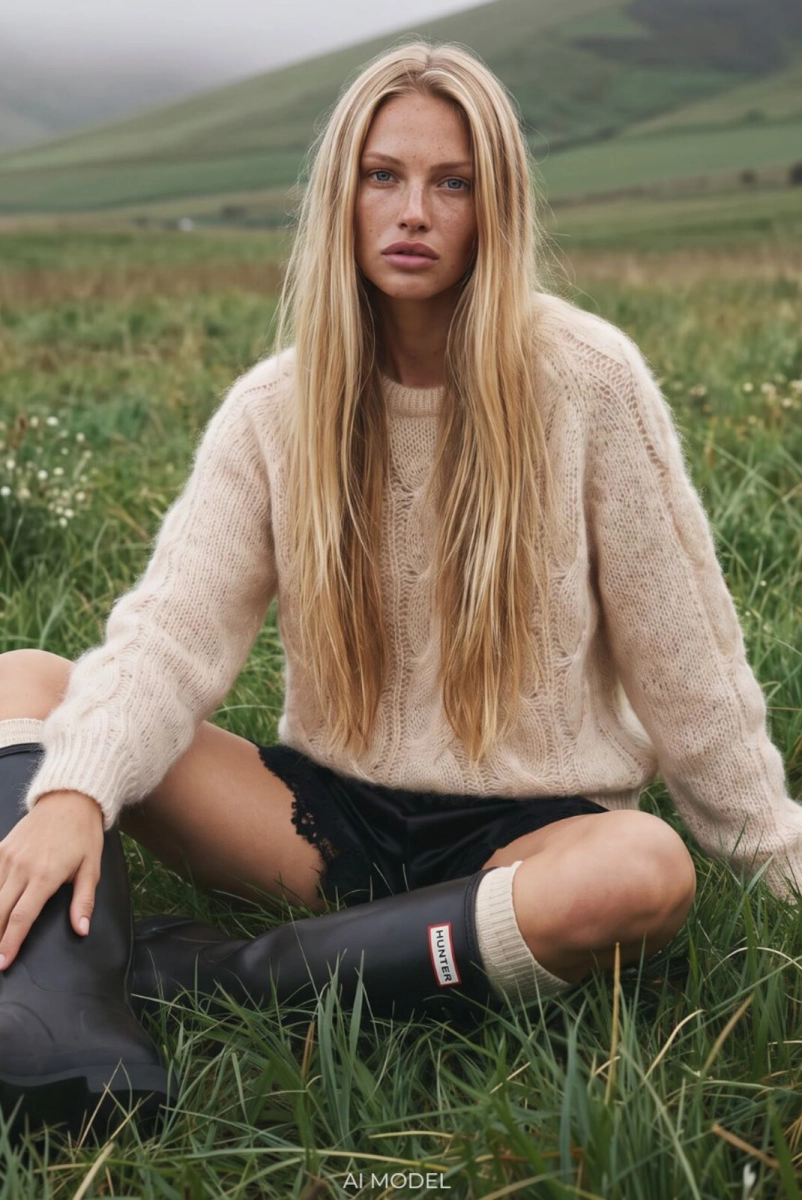 Sweter moherowy Fuego Yarn pudrowy beżowy