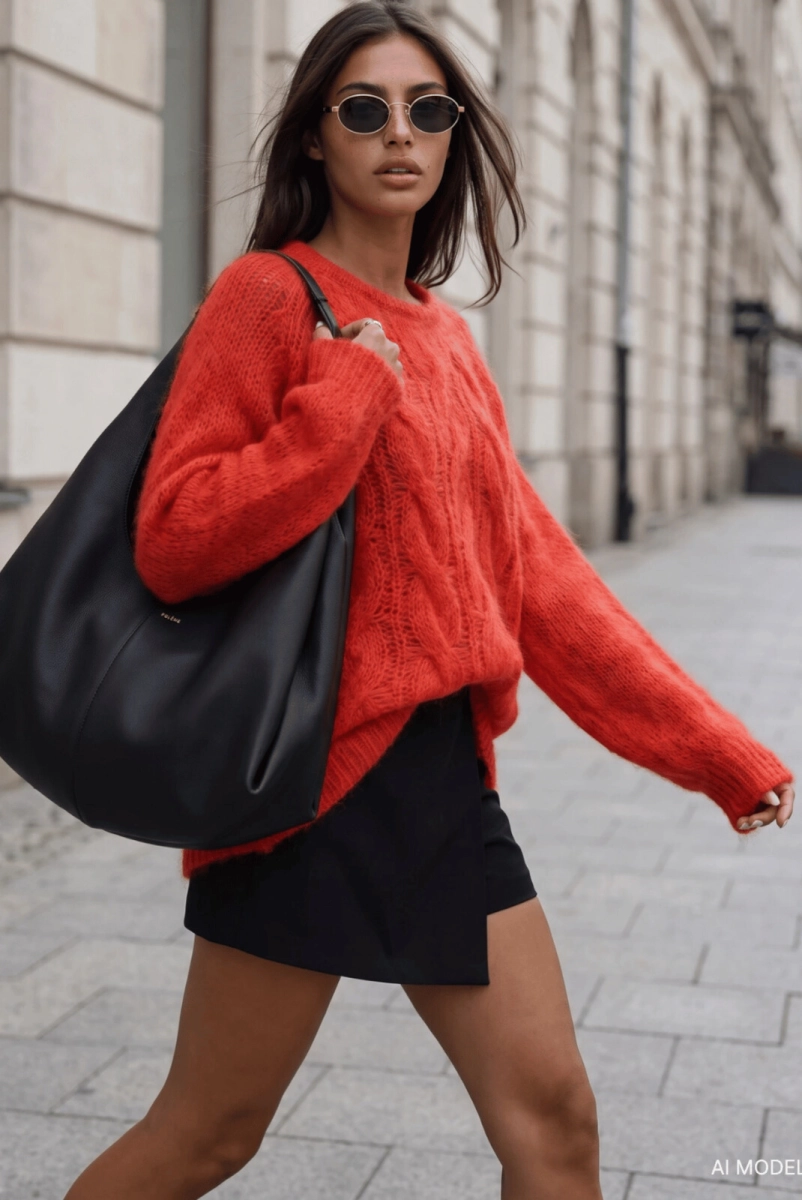 Sweter moherowy Fuego Yarn czerwony
