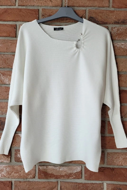 Sweter bluzka Leylla z perłą Minouu biały w Selavifashion.pl