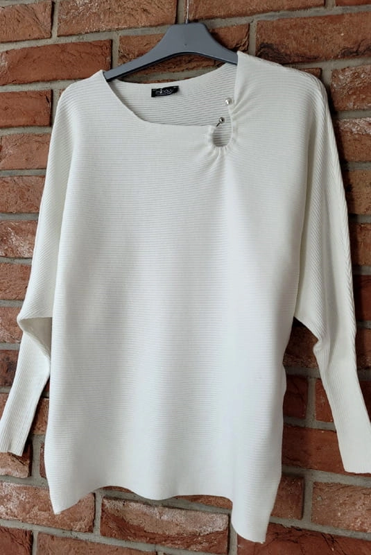 Sweter bluzka Leylla z perłą Minouu biały w Selavifashion.pl
