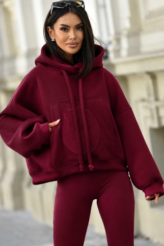 Bluza z kapturem z logo Lavestino bordowa
