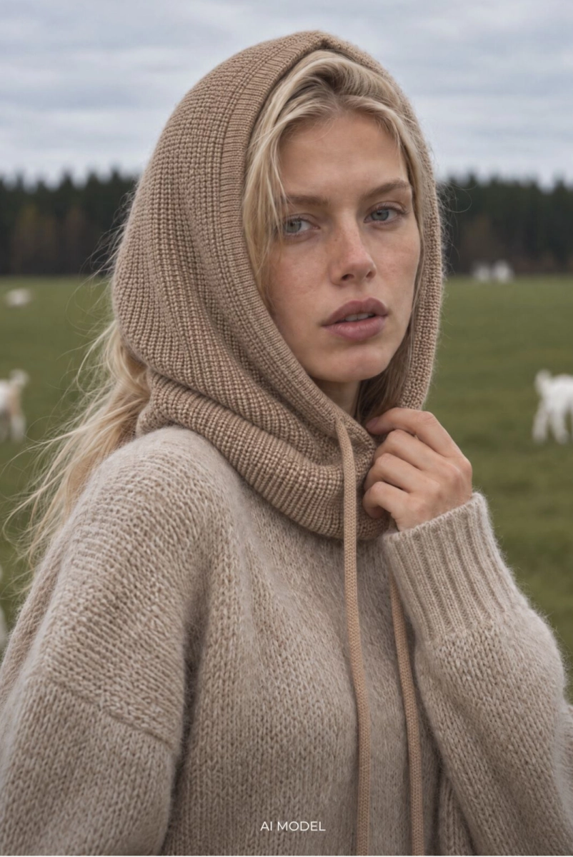 Czapka balaclava Premium Yarn beżowa