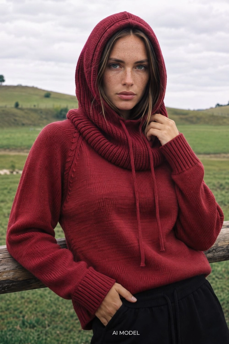 Czapka balaclava Premium Yarn bordowa