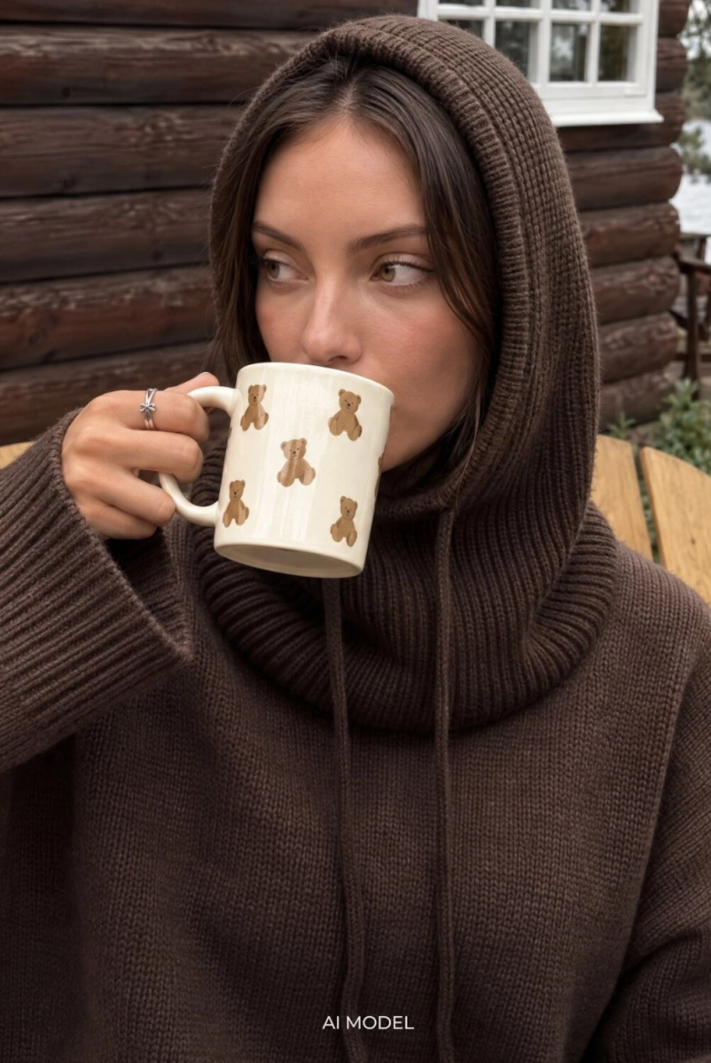 Czapka balaclava Premium Yarn brązowa