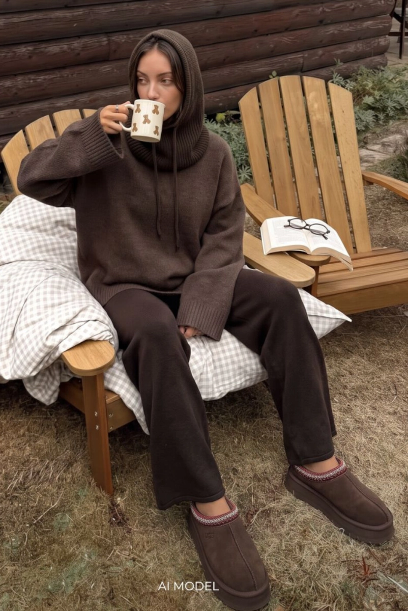 Czapka balaclava Premium Yarn brązowa